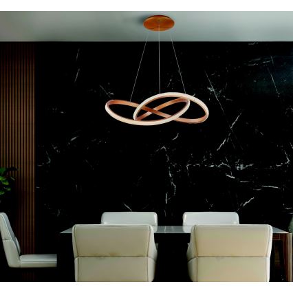 Azzardo AZ5097 - LED ljusreglerad ljuskrona på textilsladd INFINITY LED/80W/230V guld + fjärrkontroll