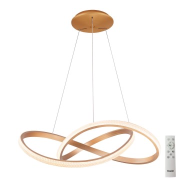 Azzardo AZ5097 - LED ljusreglerad ljuskrona på textilsladd INFINITY LED/80W/230V guld + fjärrkontroll