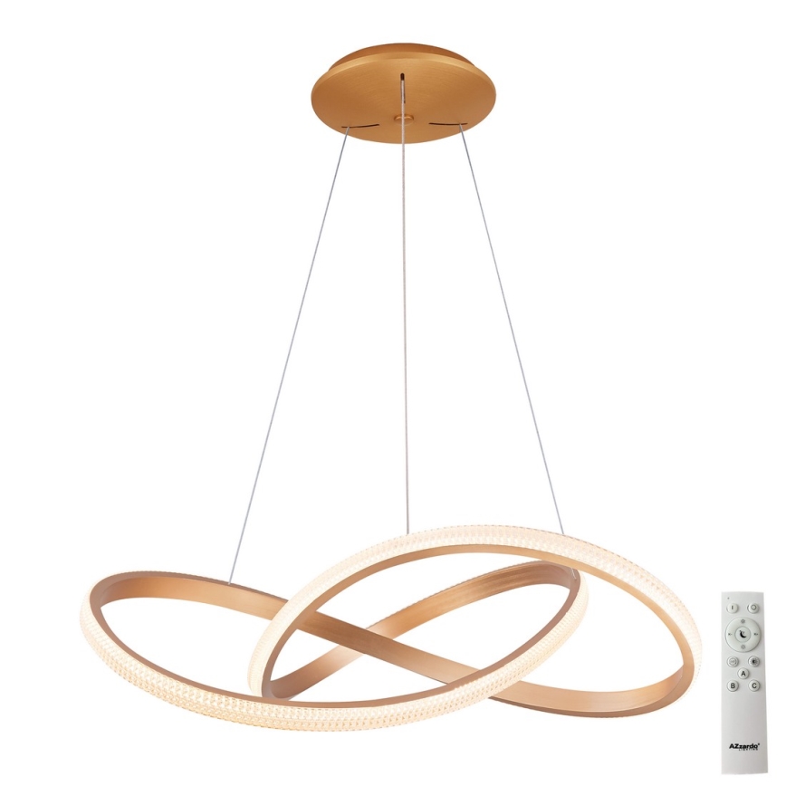 Azzardo AZ5097 - LED ljusreglerad ljuskrona på textilsladd INFINITY LED/80W/230V guld + fjärrkontroll