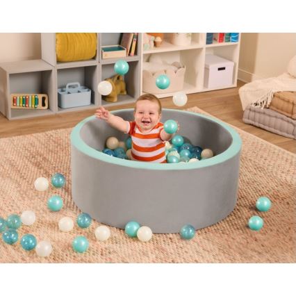 B-Toys - Barnpool med bollar diameter 89 cm grå/turkos