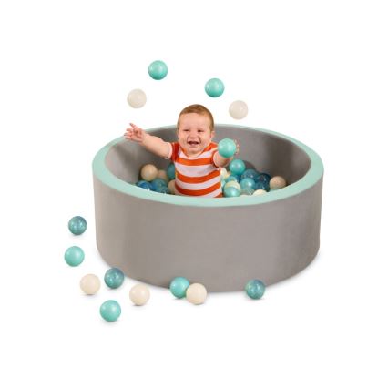 B-Toys - Barnpool med bollar diameter 89 cm grå/turkos