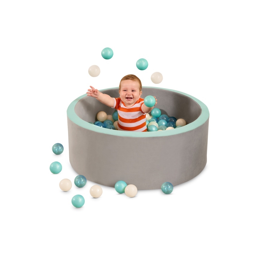 B-Toys - Barnpool med bollar diameter 89 cm grå/turkos