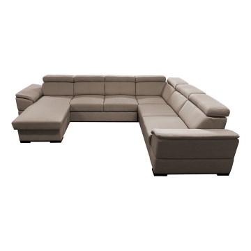 Bäddbar hörnsoffa i U-form med förvaringsutrymme GRANADA beige