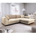 Bäddbar hörnsoffa med förvaringsutrymme i L‑form LAGOA, högerutförande, beige/brun