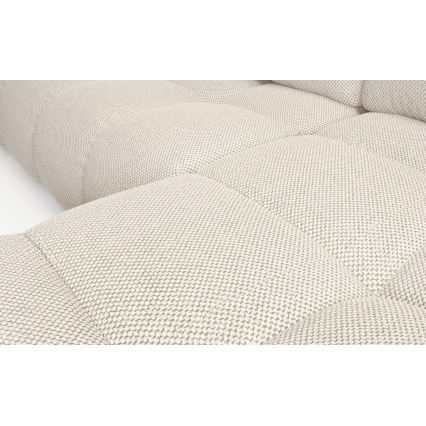 Bäddbar tygklädd hörnsoffa ALMADA i L‑form, högerutförande, med förvaringsutrymme, ljusbeige