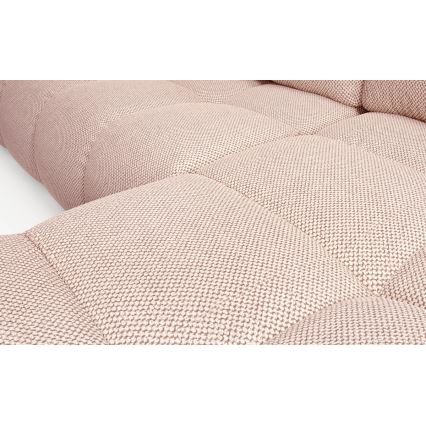 Bäddbar klädd hörnsoffa ALMADA, höger, i L‑form med praktiskt förvaringsutrymme, rosa