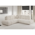 Bäddbar L-formad hörnsoffa ALMADA, vänsterutförande, beige, med förvaring