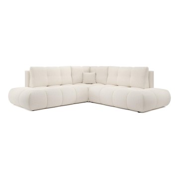 Bäddbar L-formad hörnsoffa ALMADA, vänsterutförande, beige, med förvaring