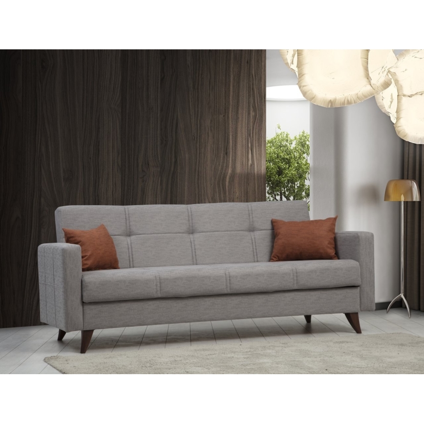 Bäddsoffa KORFU, 3-sits, ljusgrå