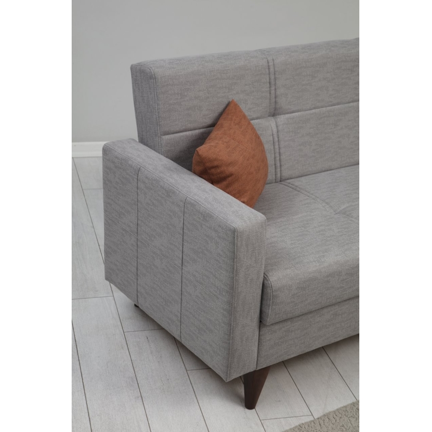 Bäddsoffa KORFU, 3-sits, ljusgrå
