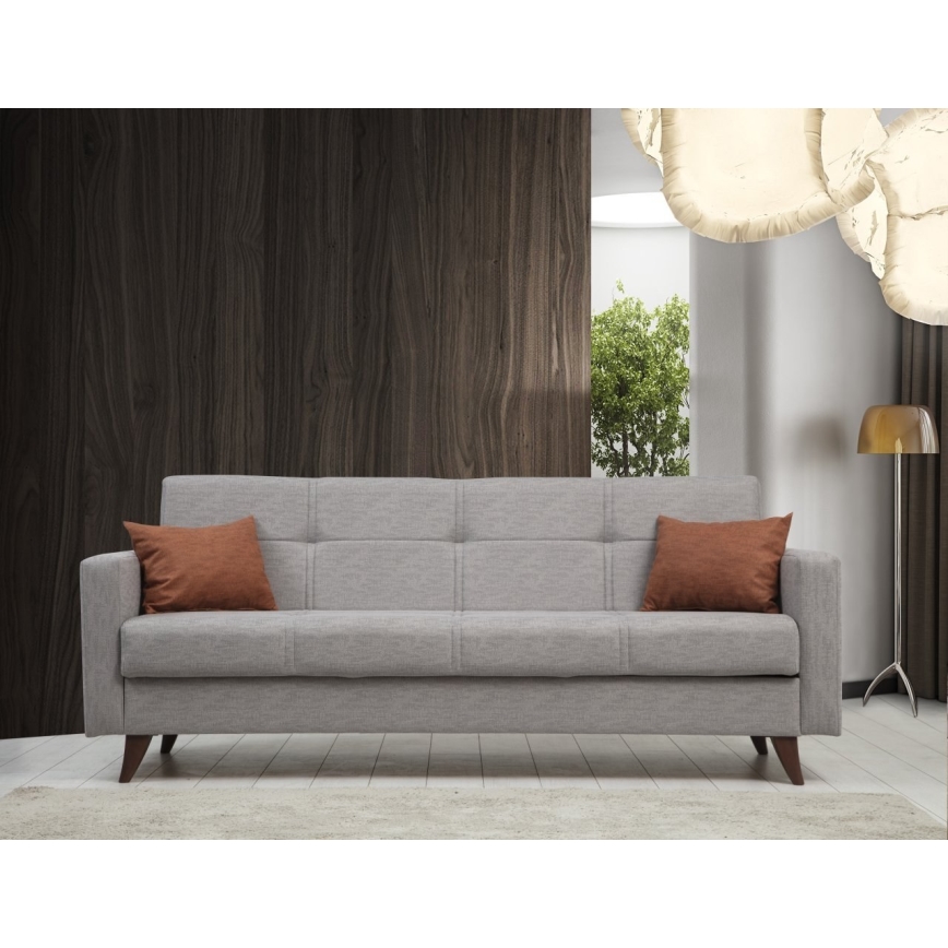 Bäddsoffa KORFU, 3-sits, ljusgrå