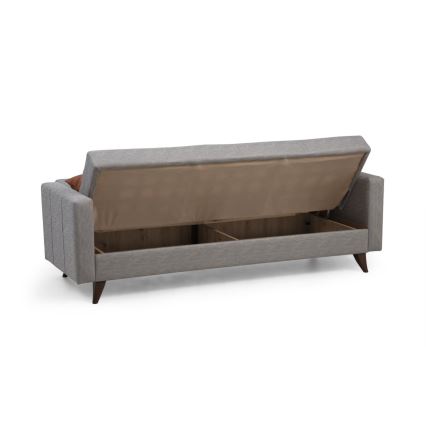 Bäddsoffa KORFU, 3-sits, ljusgrå