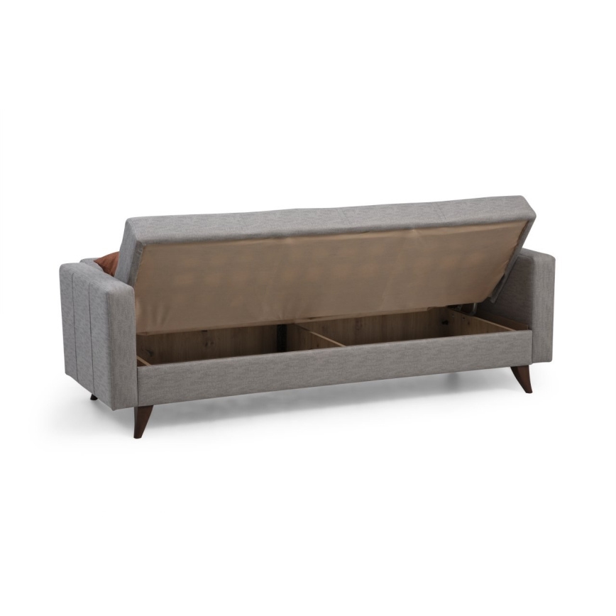 Bäddsoffa KORFU, 3-sits, ljusgrå
