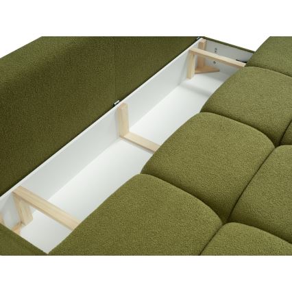 Bäddsoffa med tre platser med förvaringsutrymme NUORO grön