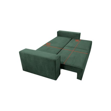 Bäddsoffa med tre platser med förvaringsutrymme RONDA grön
