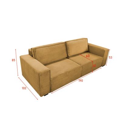 Bäddsoffa med tre platser med förvaringsutrymme RONDA orange