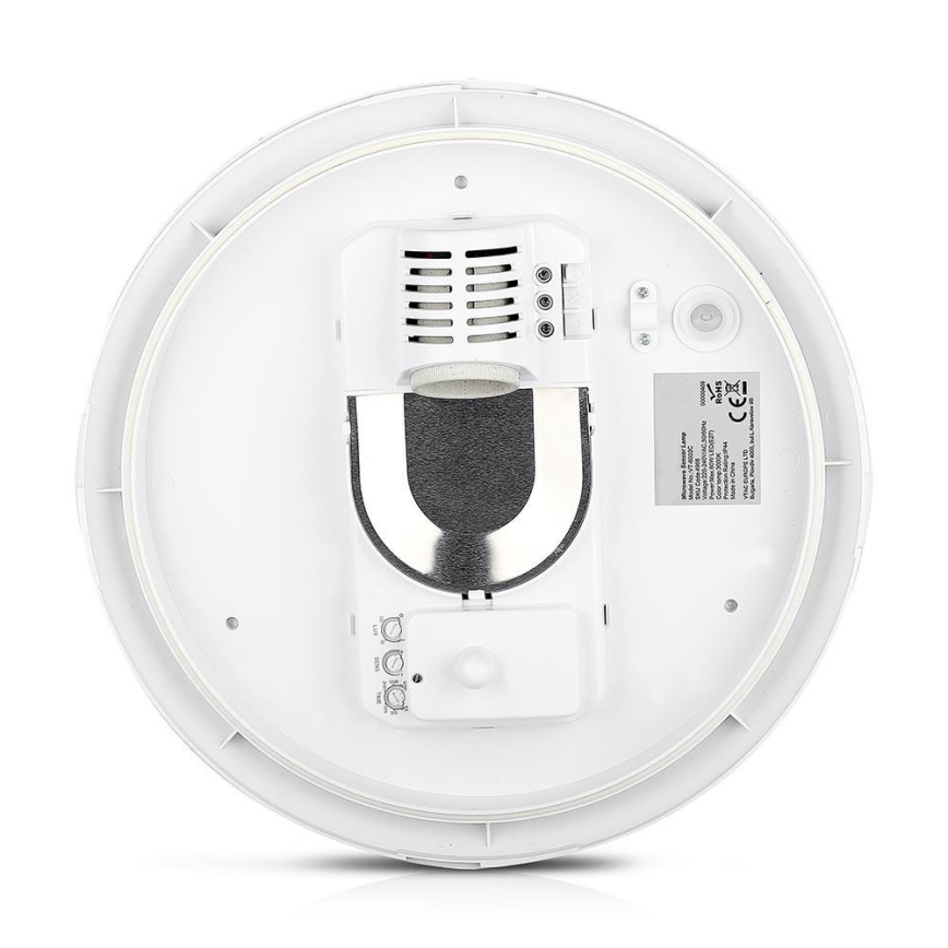 Badrum takbelysning med sensor 1xE27/60W/230V IP44 ø 29,6 cm