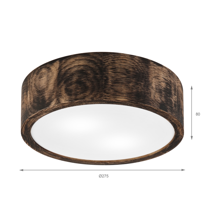 Badrum takbelysning OAK SMOKY 2xE27/15W/230V IP54 ø 27,5 cm ek/brun