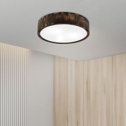 Badrum takbelysning OAK SMOKY 3xE27/15W/230V IP54 ø 37,5 cm ek/brun