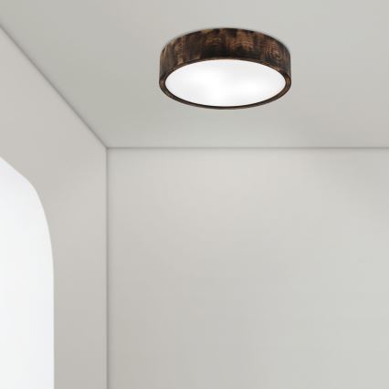 Badrum takbelysning OAK SMOKY 3xE27/15W/230V IP54 ø 37,5 cm ek/brun