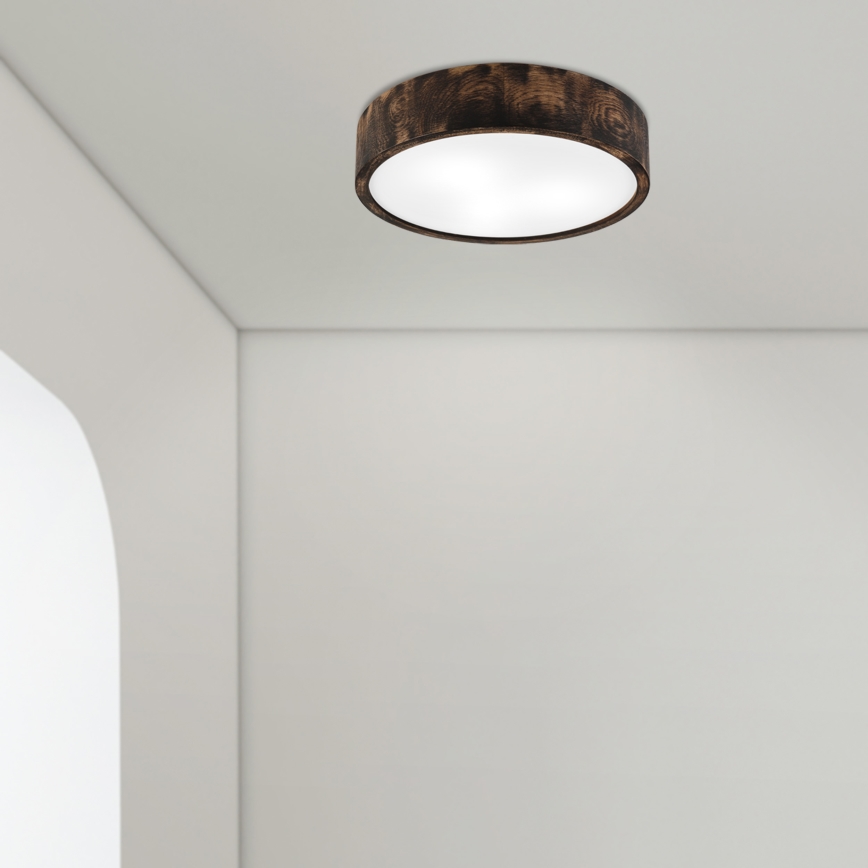Badrum takbelysning OAK SMOKY 3xE27/15W/230V IP54 ø 37,5 cm ek/brun