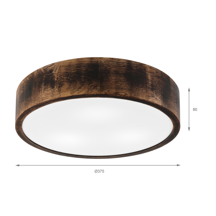 Badrum takbelysning OAK SMOKY 3xE27/15W/230V IP54 ø 37,5 cm ek/brun
