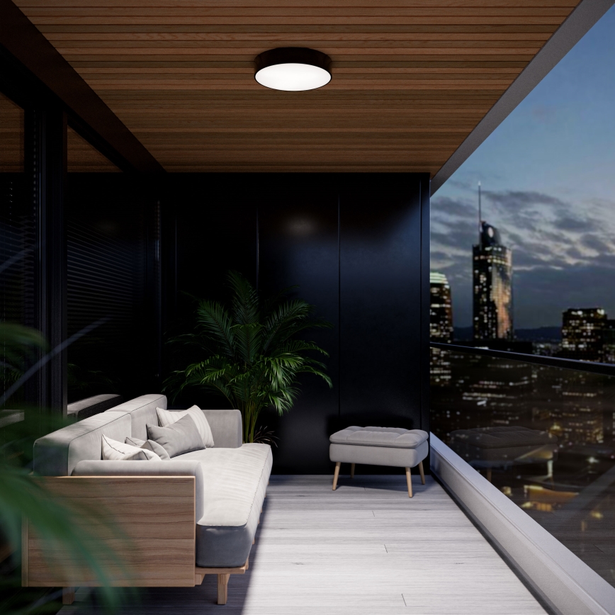 Badrum taklampa  CLEO 2xE27/24W/230V d. 30 cm svart  IP54
