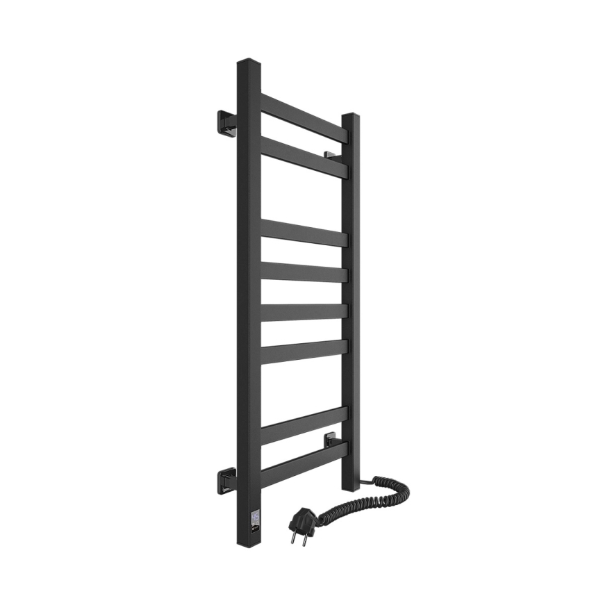 Handdukstork med termostat AVANGARD 251W/230V 80,6cm IP44 svart, högerutförande, kantig