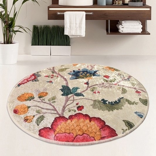 Badrumsmatta ARYA diameter 100 cm färgrik
