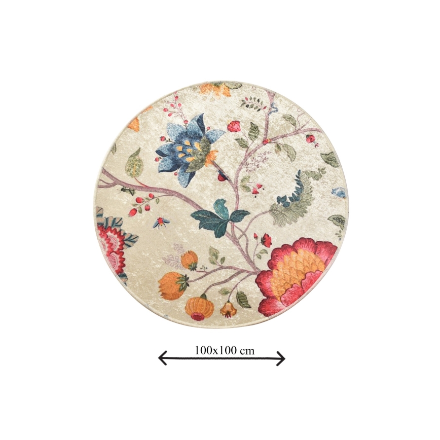 Badrumsmatta ARYA diameter 100 cm färgrik