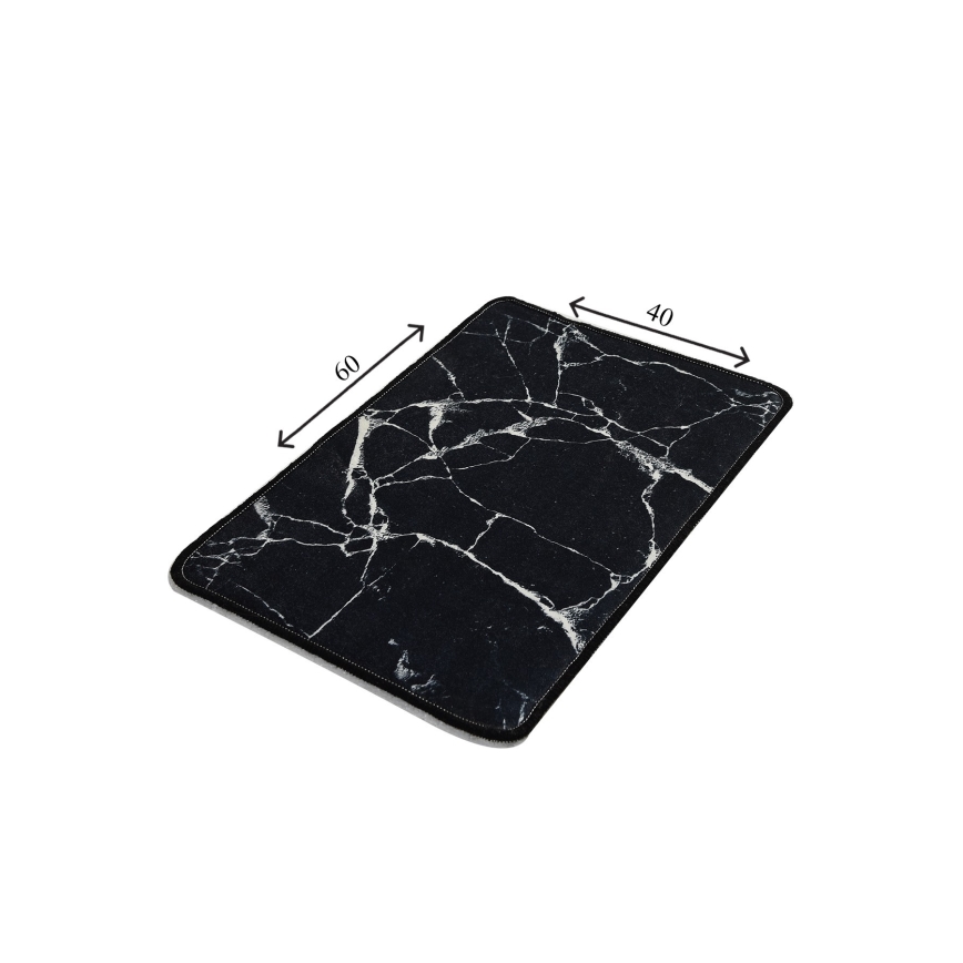 Badrumsmatta MARBLE 40x60 cm svart