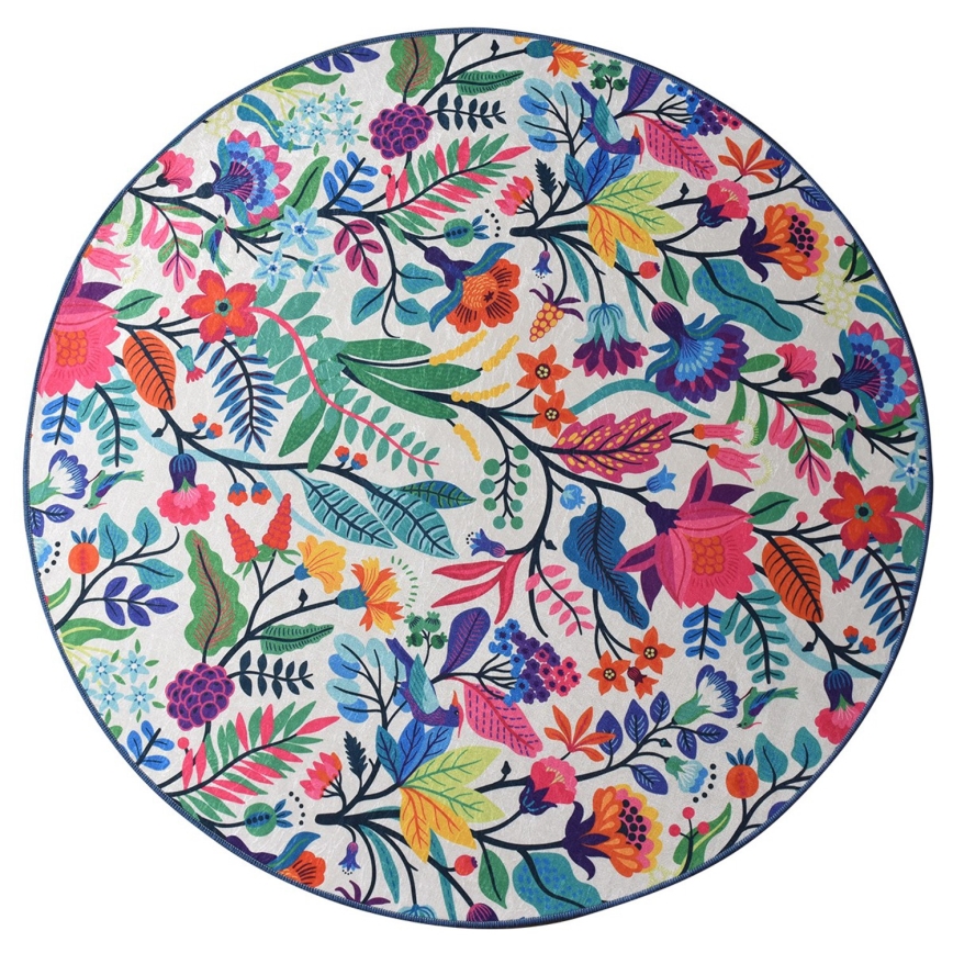 Badrumsmatta PICTURA diameter 100 cm färgrik