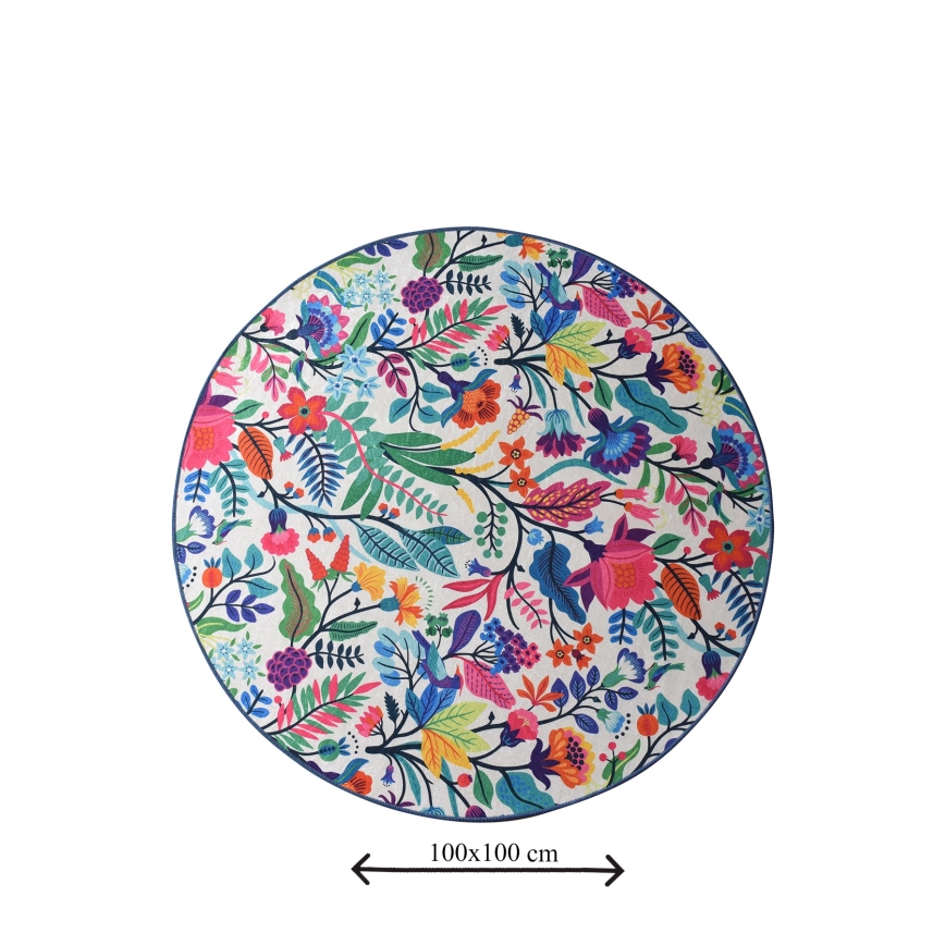 Badrumsmatta PICTURA diameter 100 cm färgrik