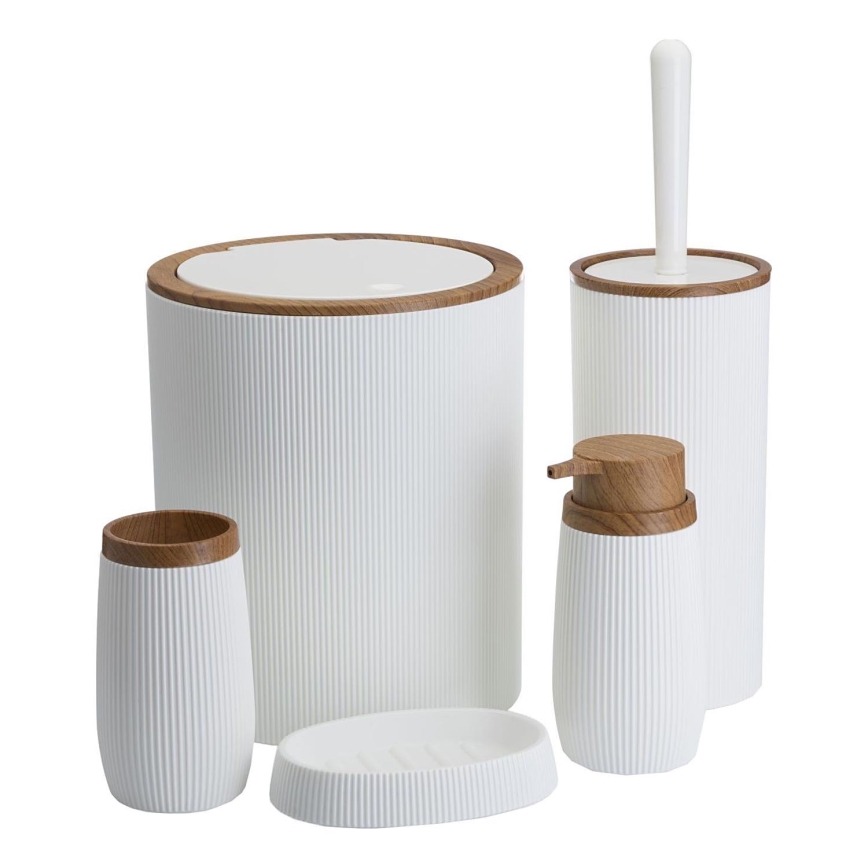 Badrumsset ALISON 5 delar vit/brun