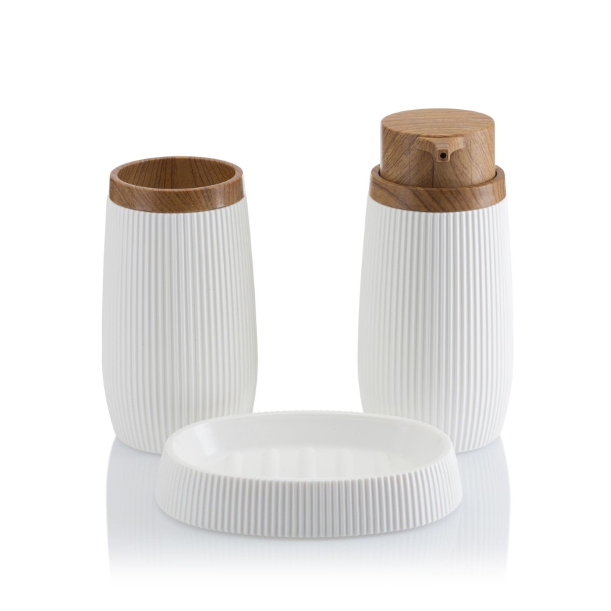 Badrumsset ALISON 5 delar vit/brun
