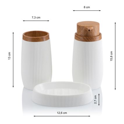 Badrumsset ALISON 5 delar vit/brun