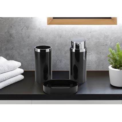 Badrumsset CARMEN 5 delar svart/skinande krom
