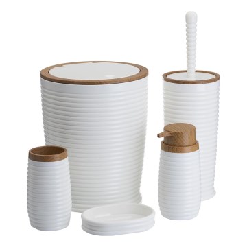 Badrumsset CAROL 5 delar vit/brun