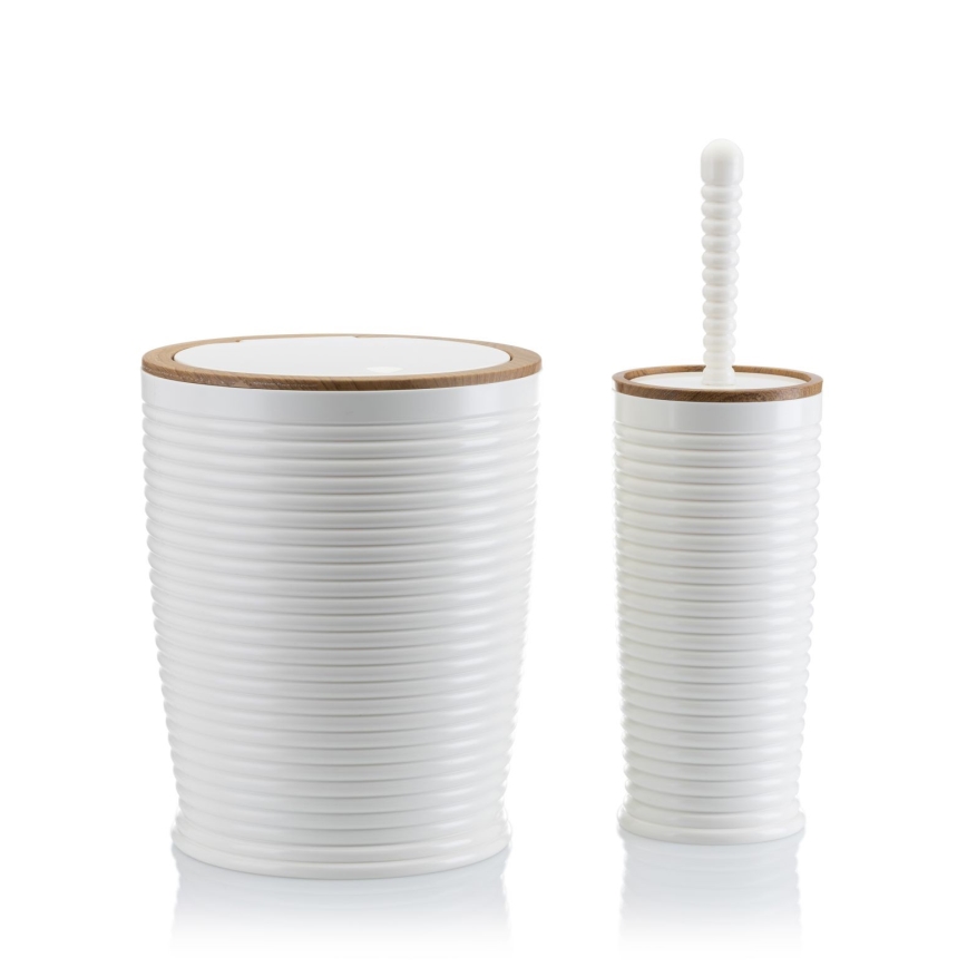 Badrumsset CAROL 5 delar vit/brun