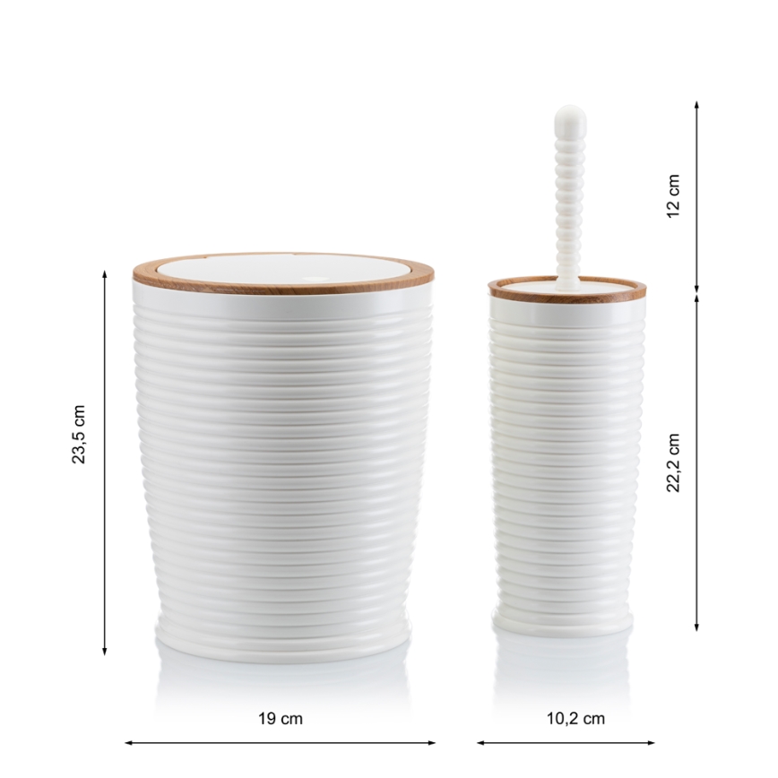 Badrumsset CAROL 5 delar vit/brun