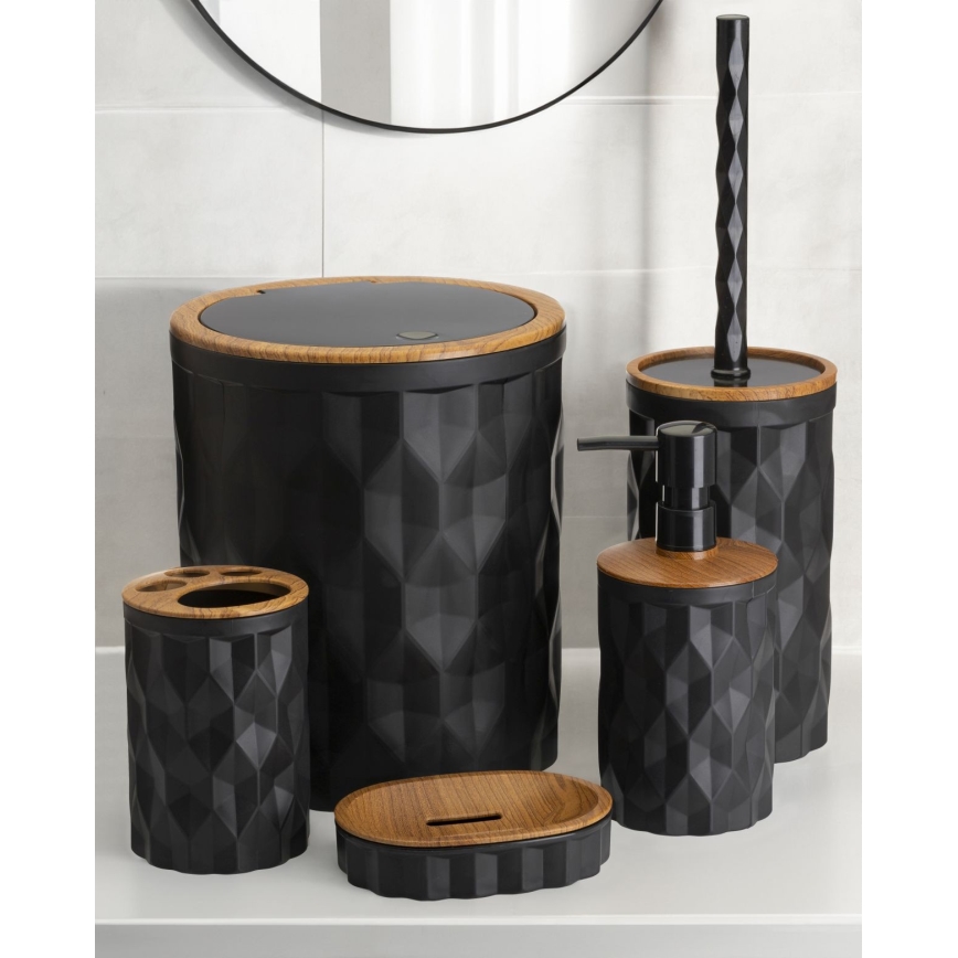 Badrumsset REINA 5 delar svart/brun