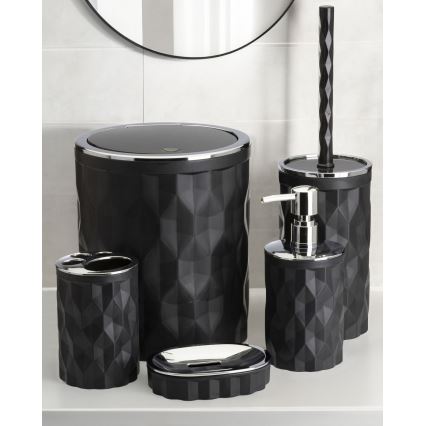 Badrumsset REINA 5 delar svart/skinande krom