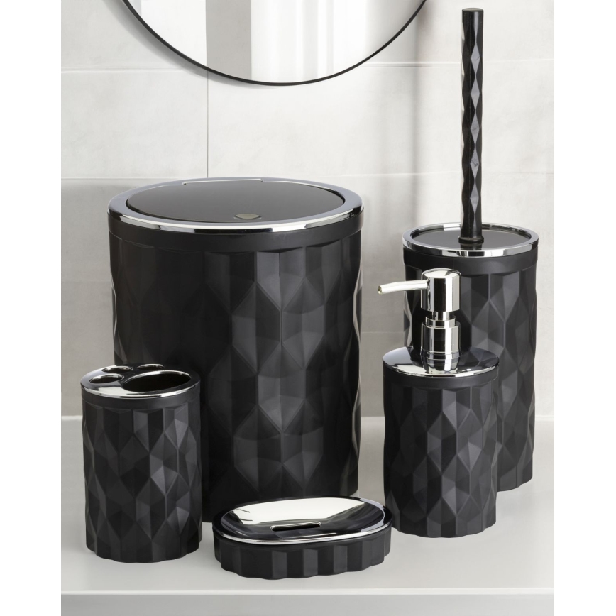 Badrumsset REINA 5 delar svart/skinande krom