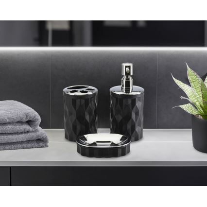 Badrumsset REINA 5 delar svart/skinande krom