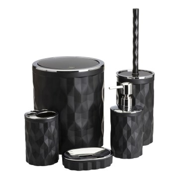 Badrumsset REINA 5 delar svart/skinande krom