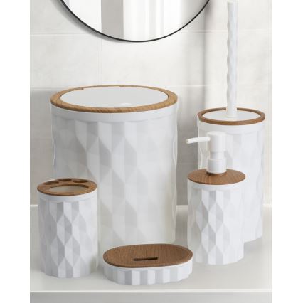 Badrumsset REINA 5 delar vit/brun
