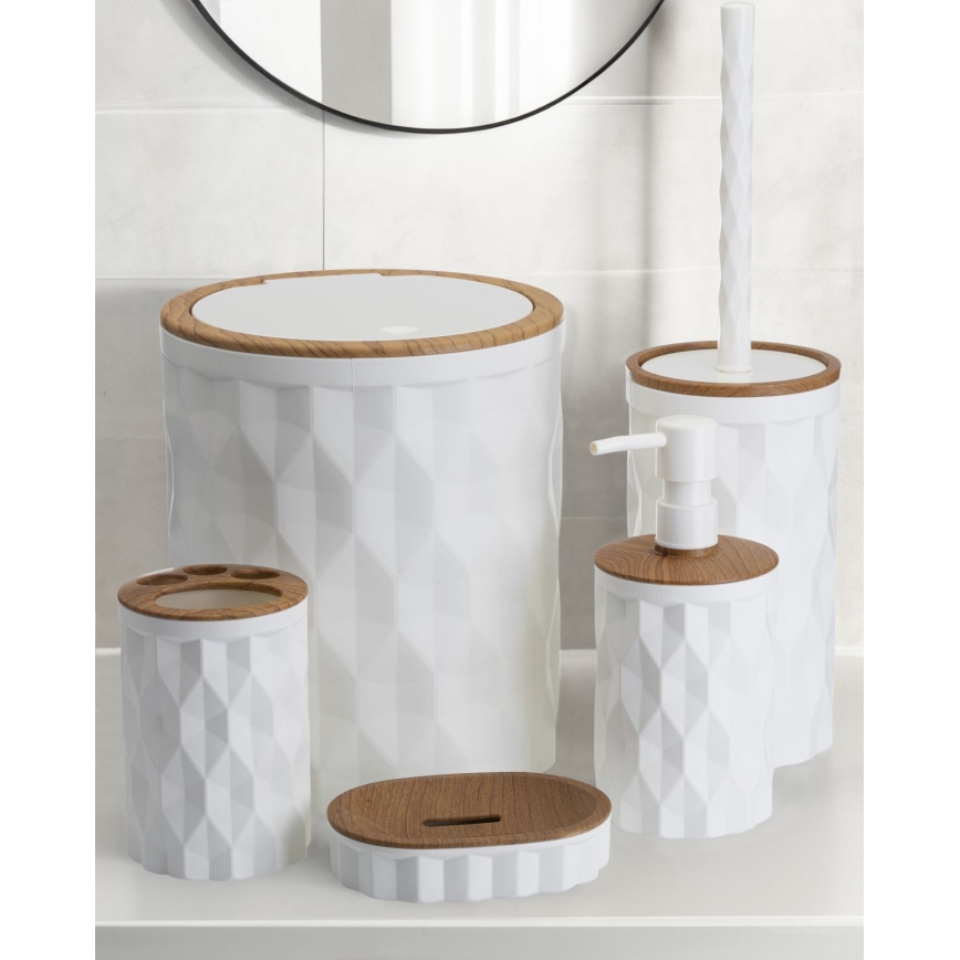 Badrumsset REINA 5 delar vit/brun