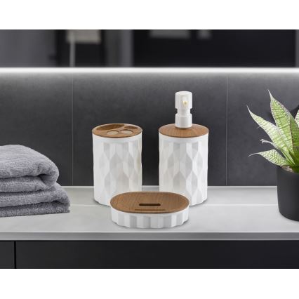 Badrumsset REINA 5 delar vit/brun