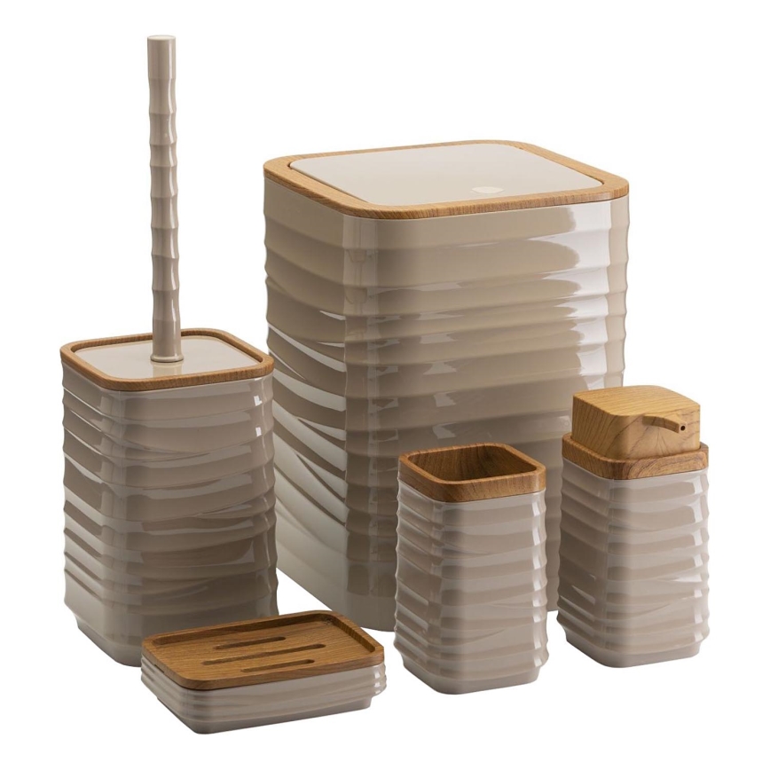 Badrumsset WAVE 5 delar beige/brun
