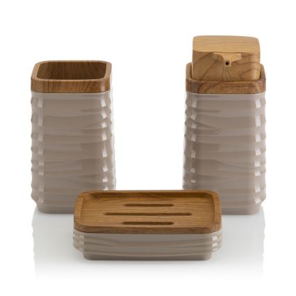 Badrumsset WAVE 5 delar beige/brun